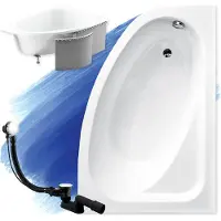Badland Eckbadewanne Badewanne Cornea RECHTS 140x80 mit Ablaufgarnitur, Füßen und Styroporverkleidung GRATIS
