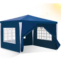 HENGDA Pavillon Gartenzelt – Praktisches Strandzelt, einfache Montage mit Easy-Klett, ideal für Partys Blau 3x3m