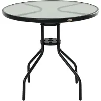 Outsunny Gartentisch Balkontisch Bistrotisch Garten Beistelltisch mit Schirmloch