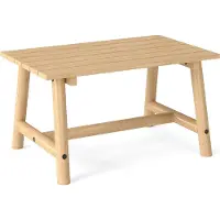 Costway Couchtisch, Gartentisch aus Massivholz, rechteckiger Kaffeetisch mit Lattenrost, Terrassentisch, Balkontisch 90x55x50cm Natur