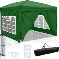 Jayseuw Faltpavillon Pavillon, Pavillon mit 4 Seitenwänden, Partyzelte mit UV-Schutz, Faltpavillon 3x3m mit 4 Seiten Grün