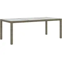 Syfax Gartentisch Grau 190x90x75 cm Hartglas und Poly Rattan