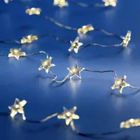 Spetebo 1.01 Lichterkette Draht mit 100 LED Sternen - Länge ca. 4,95m - Deko Lichterkette Stern (100 LED / 4,95m)