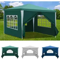 Eikuavons 3 x 3 m Garten Pavillon mit 4 Seitenteilen tragbares wasserdichtes Zelt mit Spiralschläuchen, Grün