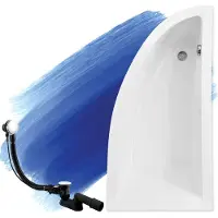 Badland Eckbadewanne Badewanne Praktika RECHTS 140x70 mit Ablaufgarnitur und Füßen GRATIS ohne Verkleidung