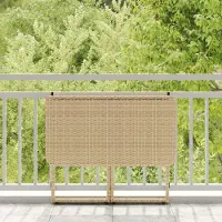 vidaXL Möbel Gartentische - Beige - CLORIS Gartentisch Klappbar Beige 90x51x75 cm Poly Rattan,6.8 Kg - 167798