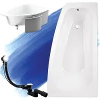Badland Eckbadewanne Badewanne Luna RECHTS 150x80 mit Ablaufgarnitur, Füßen und Styroporverkleidung GRATIS