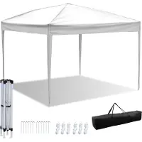 Fiqops Faziango Pavillon Faltpavillon Tasche Wasserdicht UV-Schutz 50+ Pop-Up Gartenpavillon Gartenzelt Partyzelt Weiß 3x3m