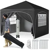 Northix 3x3 m Pop-Up-Pavillon mit 4 abnehmbaren Wänden, Schwarz
