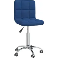 Syfax Blauer Stoff Bürostuhl, drehbar, mit Rollen, höhenverstellbar, dick gepolstert, 74,5-86 cm hoch