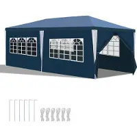 Jayseuw Pavillon 3x6m Blau mit Seitenwänden Partyzelt UV-Schutz für Outdoor Garten Camping