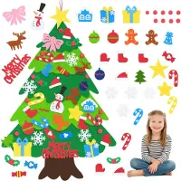 XMTECH DIY Filz-Weihnachtsbaum mit 32 abnehmbaren Dekorationen – Kreative Tür- und Wanddeko für Kinder, Weihnachten Home Deko, Typ B