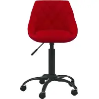 Syfax Bürostuhl Samt Weinrot, dick gepolstert, höhenverstellbar, drehbar, mit Rollen, 44x46x67,5-79 cm