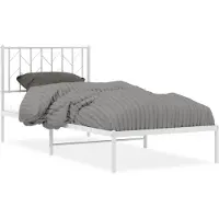 vidaXL Bettgestell mit Kopfteil Metall Weiß 90x200 cm