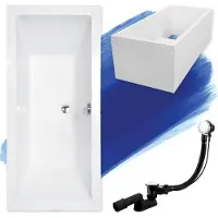 Badland Badewanne Rechteck Quadro 170x75 mit Ablaufgarnitur, Füßen und Wannenträger GRATIS