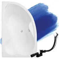 Badland Eckbadewanne Badewanne Mega LINKS 160x105 mit Ablaufgarnitur und Füßen GRATIS ohne Verkleidung