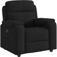 Syfax Relaxsessel Schwarz Stoff, manuelle Liegefunktion, dick gepolstert, 55 cm Sitzbreite, 110 kg