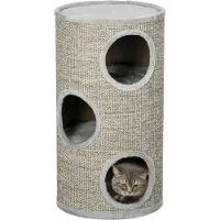 Novzep Katzen Kratztonne 3-Ebenen Sisalseil Kratzfläche 38x38x70 cm Hellgrau