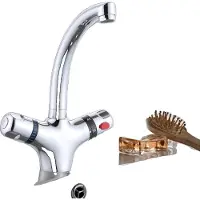 OEM Massiver Messing-Waschtischarmatur, Zweigriff-Design, Modernes Thermostat-Steuerung, Robuste Konstruktion ,