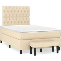 Syfax Boxspringbett mit Matratze Creme 120x200 cm Stoff