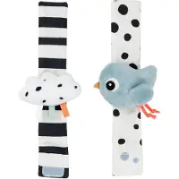 Done by Deer Handgelenksrassel Happy Clouds 2er-Pack, Blue, Babyspielzeug