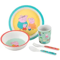 Petit Jour Paris Geschirr-Set - Melamin - 5 Teile - Peppa Wutz - - One Size - Geschirr-Sets