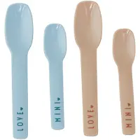 Design Letters Löffel - 4er-Pack - Mini Favorite - Blau/Beige - - One Size - Kinderbesteck