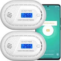 Aroha Smart Connect Kohlenmonoxid Melder WLAN - 10 Jahre Batterie - Smart CO Melder mit App Tuya & Smartlife, Wohnmobil - 2 set