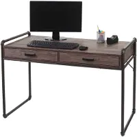 Mendler Schreibtisch HWC-F58, Bürotisch Computertisch, Industriedesign 75x120x60cm 3D-Struktur braun Wildeiche-Optik
