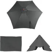 Mendler Ersatz-Bezug für Sonnenschirm Lissabon, Sonnenschirmbezug Ersatzbezug, Ø 3m Polyester 6 Streben anthrazit