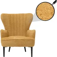 Mendler Lounge-Sessel HWC-K37, Cocktail-/Ohrensessel Polsterstuhl Retro Vintage Stoff Chenille (500g/m²) gelb