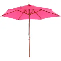 Mendler Sonnenschirm Lissabon, Gartenschirm Marktschirm, Ø 3m Polyester/Holz pink