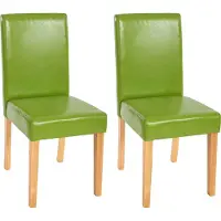 Mendler 2er-Set Esszimmerstuhl Stuhl Küchenstuhl Littau Kunstleder, grün, helle Beine
