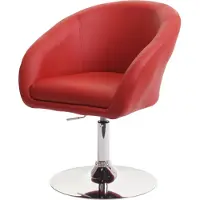 Mendler Esszimmerstuhl HWC-F19, Küchenstuhl Stuhl Drehstuhl Loungesessel, drehbar höhenverstellbar Kunstleder rot
