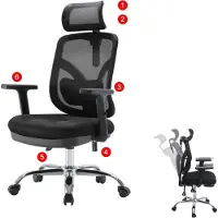 Sihoo Bürostuhl Schreibtischstuhl, ergonomisch, verstellbare Lordosenstütze und Armlehne schwarz