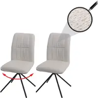 MCW 2er-Set Esszimmerstuhl MCW-N99, Küchenstuhl, drehbar Auto-Return, Stoff/Textil Chenille (340g/m²) creme