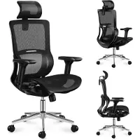 MarkAdler Expert 6.2 Chefsessel Schreibtischstuhl Bürostuhl ergonomisch Armlehnen Kopfstütze einstellbar Air Mesh Schwarz