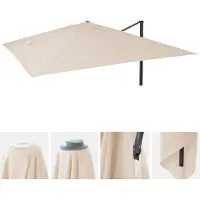 Mendler Ersatz-Bezug für Luxus-Ampelschirm HWC-A96, Sonnenschirmbezug Ersatzbezug, 3x4m (Ø5m) Polyester creme