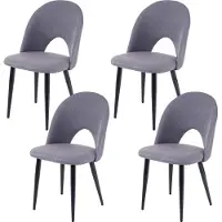 MCW 4er-Set Esszimmerstuhl MCW-D73, Stuhl Küchenstuhl, Stoff/Textil dunkelgrau