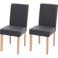 Mendler 2er-Set Esszimmerstuhl Stuhl Küchenstuhl Littau Kunstleder, grau matt, helle Beine