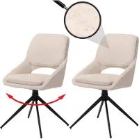 Mendler 2er-Set Esszimmerstuhl MCW-N73, Küchenstuhl, drehbar Auto-Return, Stoff/Textil Boucle (540g/m²) creme