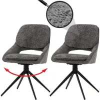 Mendler 2er-Set Esszimmerstuhl MCW-N73, Küchenstuhl, drehbar Auto-Return, Stoff/Textil Chenille (490g/m²) dunkelgrau