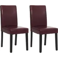 MCW 2er-Set Esszimmerstuhl Stuhl Küchenstuhl Littau Kunstleder, rot, dunkle Beine