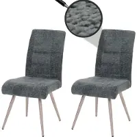 Mendler 2er-Set Esszimmerstuhl MCW-G55, Küchenstuhl Lehnstuhl, Edelstahl gebürstet Stoff/Textil Chenille blau-grün