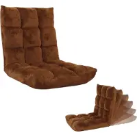 Mendler Bodensessel MCW-N43, Relaxsessel Bodenkissen Klappsessel 6 Relaxpositionen, stabiles Gestell Samt dunkelbraun