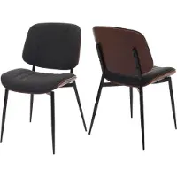 Mendler 2er-Set Esszimmerstuhl MCW-O44, Küchenstuhl Stuhl, Bugholz Stoff (370g/m²) MVG Walnuss-Optik, dunkelgrau