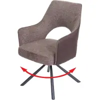 Mendler Esszimmerstuhl HWC-K30, Küchenstuhl Lehnstuhl, drehbar Auto-Position, Stoff/Textil MVG braun-dunkelbraun