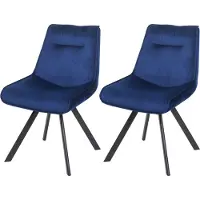 MCW 2er-Set Esszimmerstuhl MCW-K24, Polsterstuhl Küchenstuhl Lehnstuhl Stuhl, Metall Samt blau