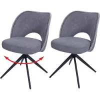 Mendler 2er-Set Esszimmerstuhl HWC-N72, Polster-Küchenstuhl, drehbar Auto-Return, Stoff/Textil (420g/m²) dunkelgrau