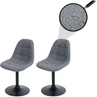 Mendler 2er-Set Esszimmerstuhl MCW-A60, Küchenstuhl Stuhl Drehstuhl, Stahl MVG Stoff/Textil Bouclé (450g/m²) dunkelgrau